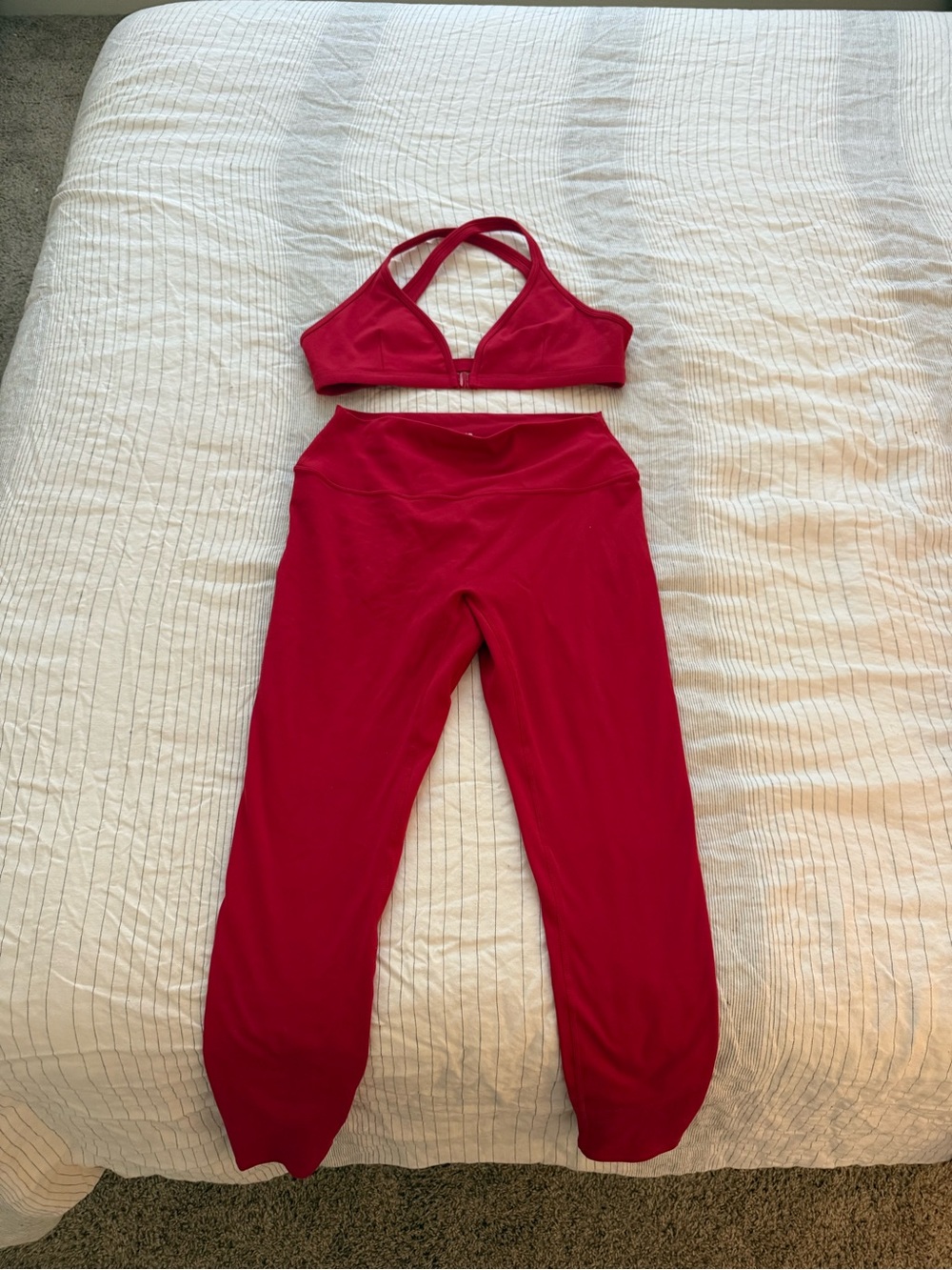 CSB Women’s Red Active Sports Bra & High-Waist Leggings Set